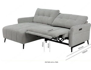 Ecksofa beige inkl. elektr. Relaxfunktion Bild 3