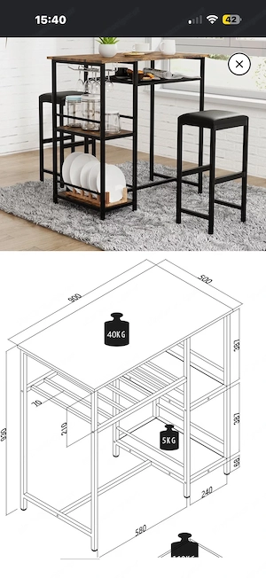 Tisch und 2 stühle Bild 2