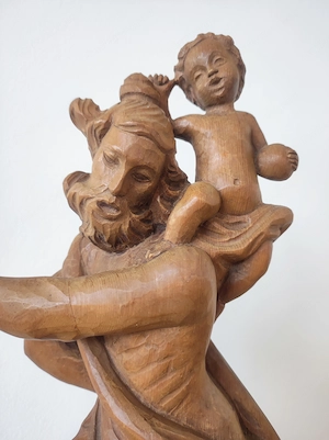 Hl.Christophorus mit Jesukind Holzfigur 46 cm Bild 2