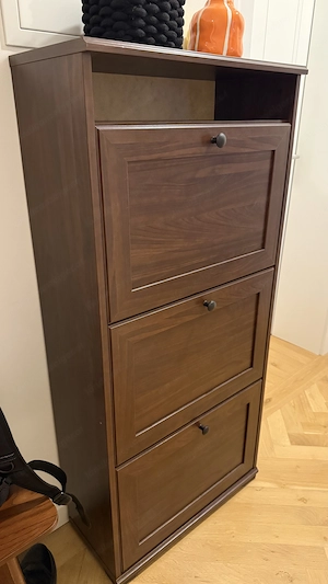 Schuhschrank Braun mit drei Fächern Bild 4