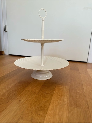 Weiße 2-stöckige Etagere   Servieretagere im Vintage-Stil Bild 2