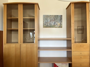 Wohnwand aus Holz Glas Bild 3