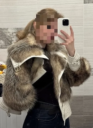 Damen-Lederjacke im Biker-Stil mit Fell Bild 2