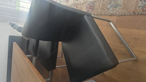 Leder Eckbank mit 4 Stühlen und Tisch in Nuss Bild 4