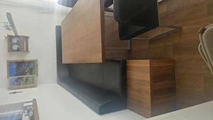 Leder Eckbank mit 4 Stühlen und Tisch in Nuss Bild 3