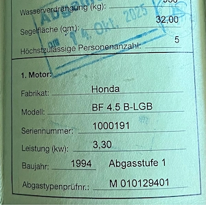 Honda BF 4,5 mit 12 V anlage Bodensee zulassung  Bild 5