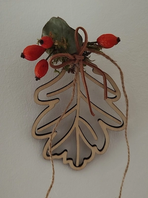 Deko Blatt aus Holz neu 