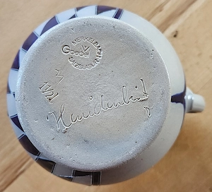 Goebel Merkelbach Salzglasur Keramik-Krug   blau creme   Handarbeit Bild 2