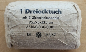 Original ÖBH Dreiecktuch   Verbandtuch Bundesheer mit Sicherheitsnadeln (1967   Vintage)