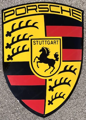 Mega XXL Höhe 60 cm massiv und gewölbt Emailschild Sportwagen Stuttgart 356 911 Bild 4