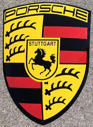Mega XXL Höhe 60 cm massiv und gewölbt Emailschild Sportwagen Stuttgart 356 911 Bild 7