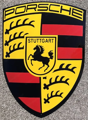 Mega XXL Höhe 60 cm massiv und gewölbt Emailschild Sportwagen Stuttgart 356 911 Bild 8