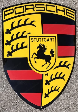 Mega XXL Höhe 60 cm massiv und gewölbt Emailschild Sportwagen Stuttgart 356 911 Bild 2
