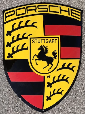 Mega XXL Höhe 60 cm massiv und gewölbt Emailschild Sportwagen Stuttgart 356 911 Bild 5
