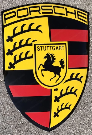 Mega XXL Höhe 60 cm massiv und gewölbt Emailschild Sportwagen Stuttgart 356 911 Bild 6