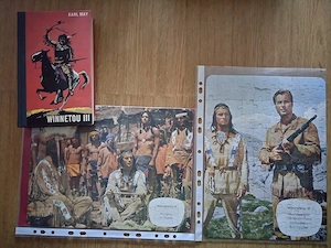 Vintage Karl May Set: Winnetou Romane, Quartette, POstkarten und Puzzles Bild 3