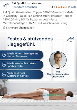Matratzenauflage, Topper. 180 x 200cm Bild 6
