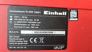 Einhell Drechselbank TC-WW 1000 1 für Holz Bild 4