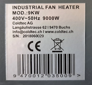 Forsberg Heizlüfter 9 kW, CEE16A Stecker  Bild 4