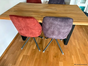 4 Esstischstühle Grau und Rostbraun