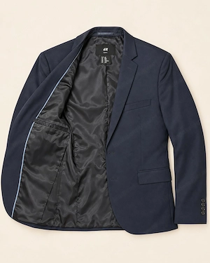 H&M Herren Sakko Slim Fit Dunkelblau Größe 46 Bild 5