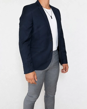 H&M Herren Sakko Slim Fit Dunkelblau Größe 46 Bild 3