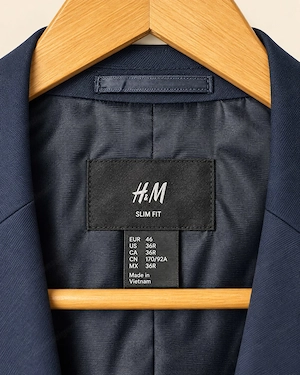 H&M Herren Sakko Slim Fit Dunkelblau Größe 46 Bild 4
