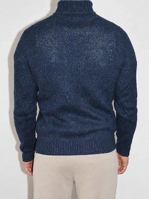 Dunkelblauer Herren Rollkragenpullover Strickpullover Bild 3