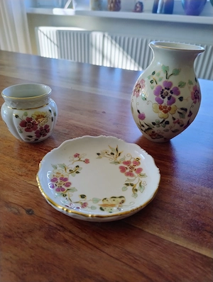 3-teiliges Zsolnay Porzellan Set Dek. 51026   Handbemalt mit Goldrand Bild 3