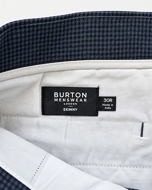Burton Menswear Herren Stoffhose Skinny Fit 30R dunkelblau kariert Bild 3
