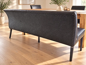 Leder-Sitzbank mit 2 Stühlen   dunkelbraun, Echtleder Bild 3