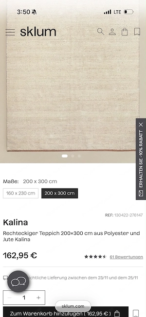 Teppich Sklum Kalina 200 x 300 cm, Creme Beige mit Fischgrätmuster Bild 5