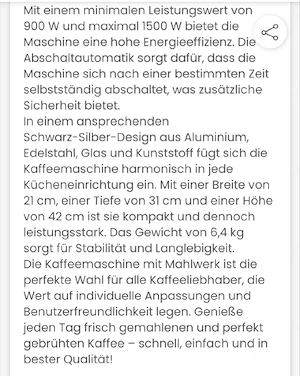 Kaffeemaschine mit Mahlwerk Hanseatic NEU Bild 5