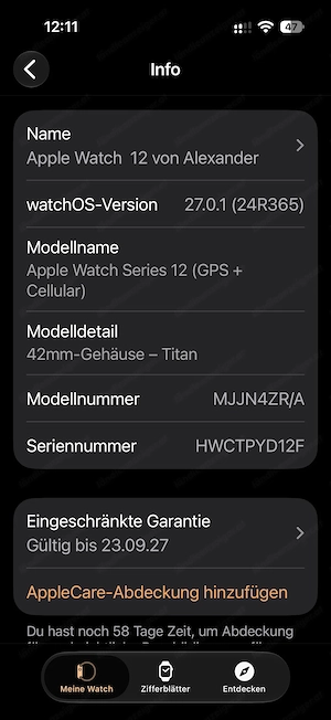 Apple Watch Series 12 GPS + Cellular, 42 mm Titangehäuse Brillantgold, Milanaise Armband Dunkelbronz Bild 5