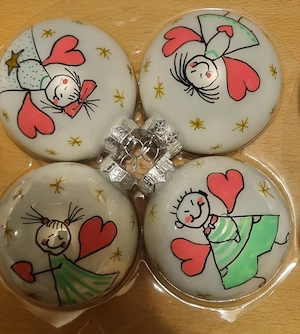 Handbemalte Weihnachtskugeln   4er Set   Bild 4