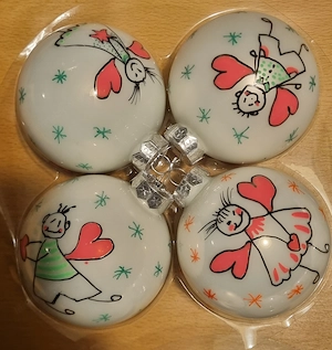Handbemalte Weihnachtskugeln   4er Set   Bild 3