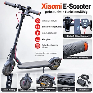 Xiaomi E-Scooter   gebraucht, funktionsfähig, mit Ladegerät und nachgerüsteten Blinkern