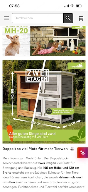 Doppelstöckiger Kaninchenstall   Kleintierstall aus Holz  Bild 4