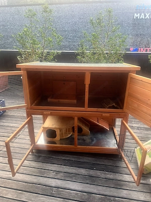 Doppelstöckiger Kaninchenstall   Kleintierstall aus Holz  Bild 2