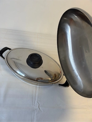 AMC Ovaler Bräter   Griddle (Pat.reg. 46097) mit 2 Deckeln & Einsatz   WIE NEU! Bild 3