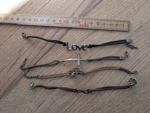 4 Leder Armbänder mit Symbolen Love Kreuz Anker Unendlich Bild 2