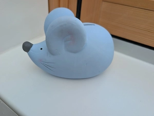 Sparbüchse Maus Baby Blau Keramik Bild 2