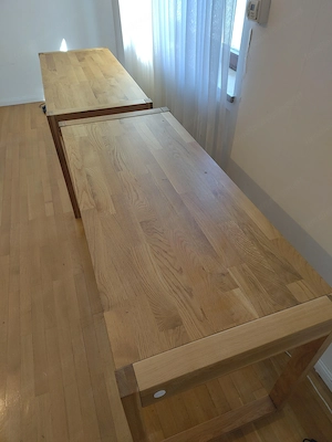 IKEA INHOPP Schreibtisch Eiche massiv 140x60 cm, Schublade Bild 5