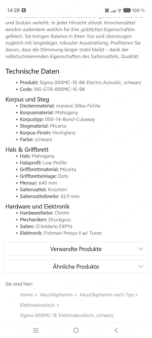 Westerngitarre || elektroakustisch 000MC 1E BK von SIGMA Bild 4