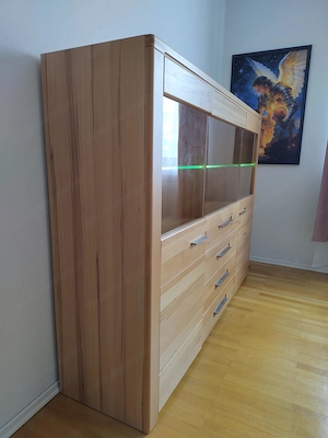 Highboard Kernbuche teilmassiv 172 cm, Vitrine mit LED, XXXLutz Bild 3