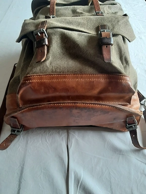 Rucksack, Leder, Leinen