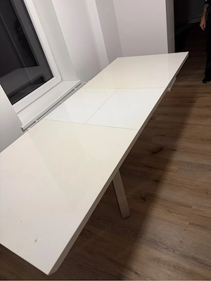 Weißer Esstisch ausziehbar   Hochglanz Bild 3