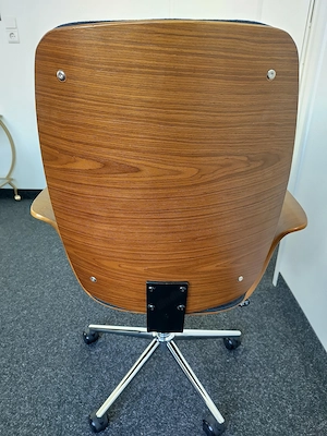 6x Bürostuhl Retro Bugholz Walnuss Stoff schwarz   Preis je Stuhl Bild 3