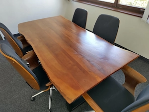 6x Bürostuhl Retro Bugholz Walnuss Stoff schwarz   Preis je Stuhl Bild 5