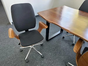 6x Bürostuhl Retro Bugholz Walnuss Stoff schwarz   Preis je Stuhl Bild 2